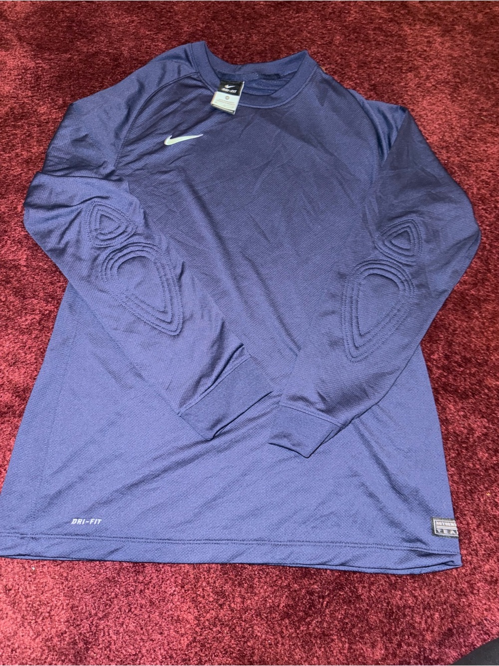 Nike Team Shirt Mens Medium M Navy Blue Dri-Fit  Long Sleeve Padded Elbows